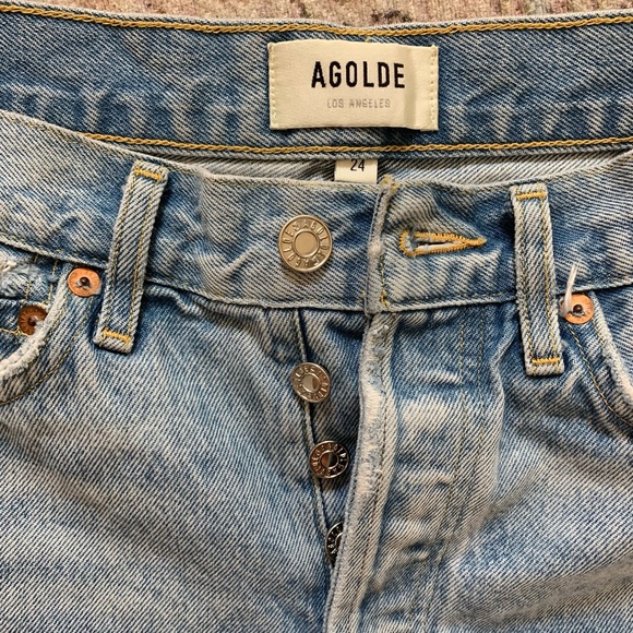 AGOLDE Parker Distressed Denim Shorts Swapmeet - Picture 13 of 15